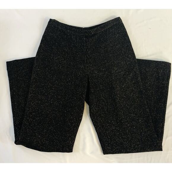 Anne Klein Black Gold Sparkle Straight Leg Wool Blend Trousers Sz 6 Sample Tag - Picture 1 of 7